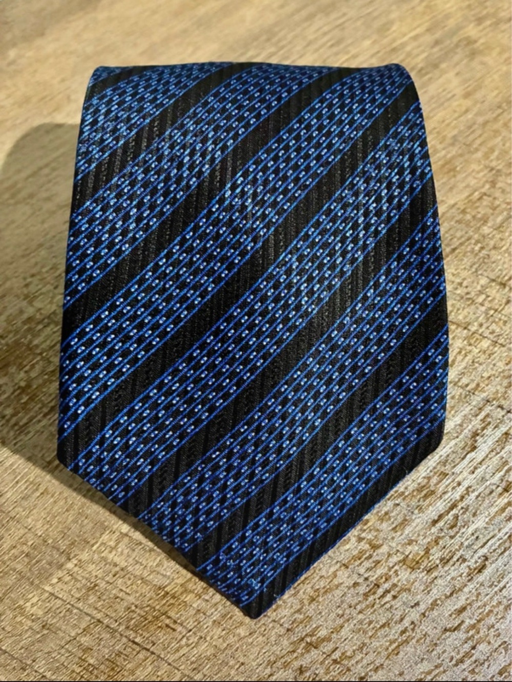 Stefano Ricci Black and Blue Diagonal Stripe Tie